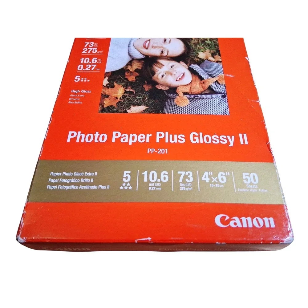 Canon Photo Paper Plus Glossy II 4x6 50 Sheets PP-201 High Gloss Photo Paper
